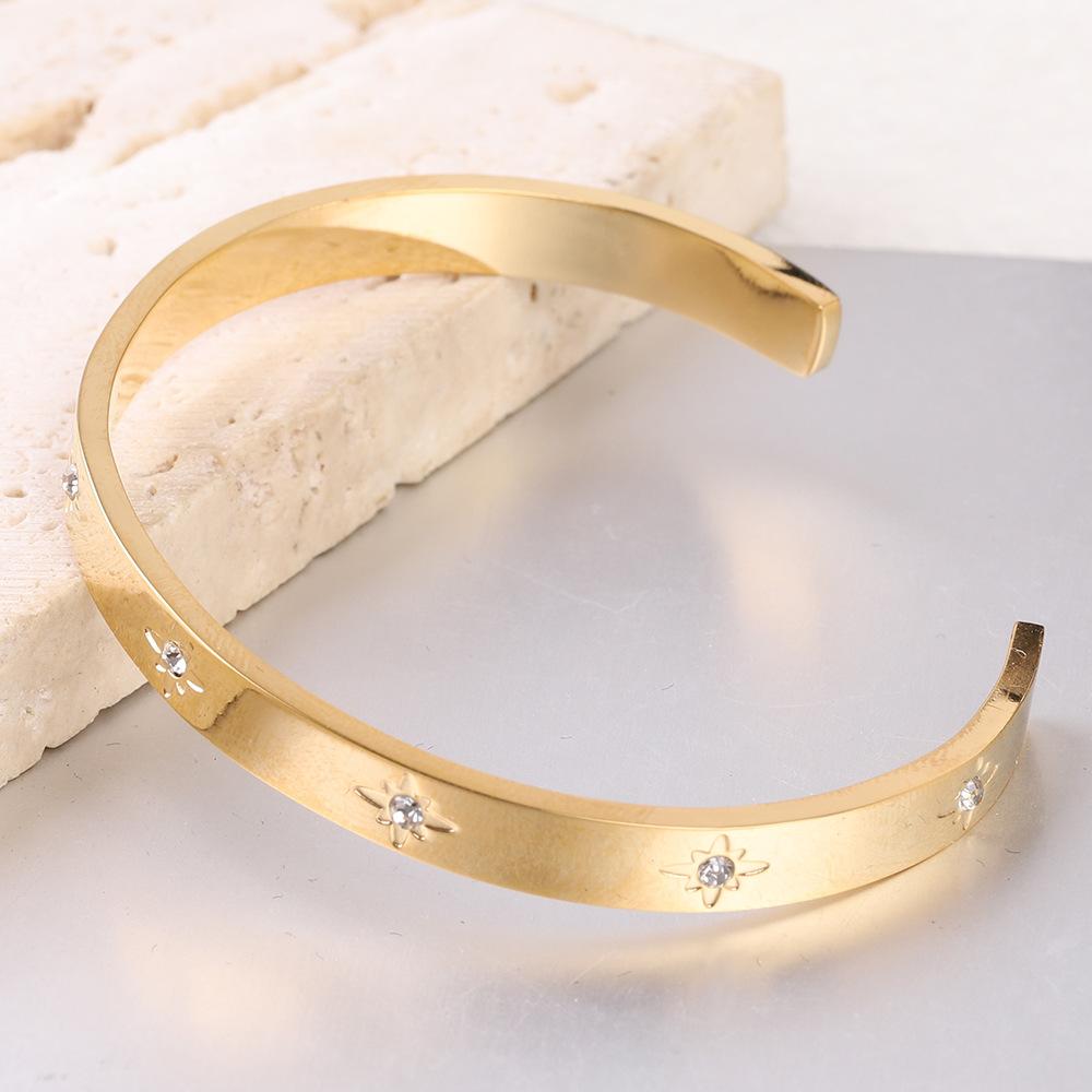 -shaped Bangle Eight Mang Star Open Bracelet Adjustable Zircon Stacked Woman Bracelets Gifts For Mom