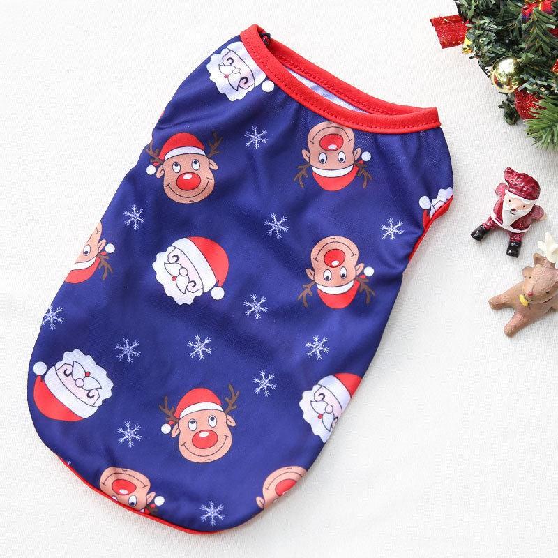 Pet Vest Lightweight Christmas Costume Small Dogs Cats Teddy Corgi Sleeveless Outfit Red Blue Print