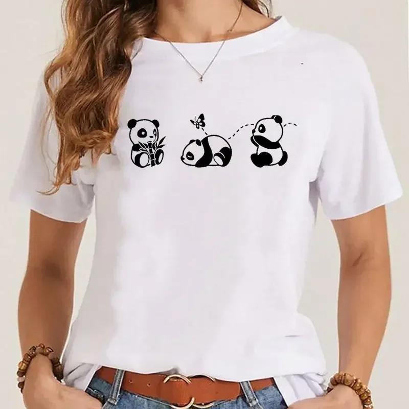 Fashion Clothes Ladies Panda Lovely Trend Cartoon Clothing Short Sleeve Graphic T Shirt Summer Tee Women T-shirt Female Top