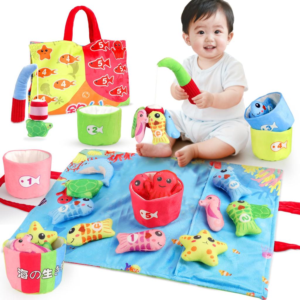 Montessori Fishing Educational Fabric Fishing Toy 29 Pieces Sanitation Law Includes shape color recognition and number recognition and Felt fishing