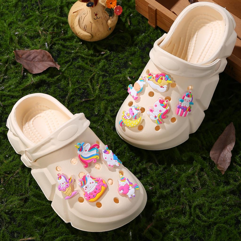Zoccoli alla Moda Comodi per Bambina con Charms Luminosi a Cartone Animato di Unicorno, Zoccoli Antiscivolo per Interno Esterno Spiaggia Piscina 3057