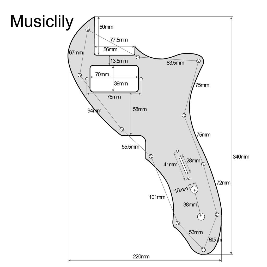 Musiclily Pro 11-Hole Telecaster Pickguard for Fender American 1969 Tele Thinline Electric Guitar with 1 Ham Mount, White Pearl, 4 Picks