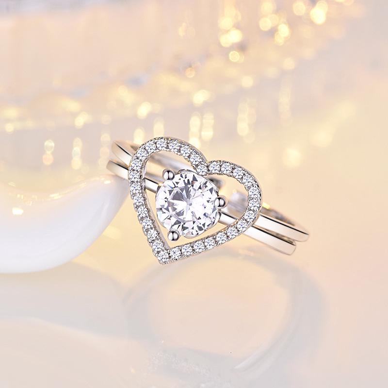 Original 925 Silver Ring High Quality Adjustable Opening AAA Zircon For Women Wedding Fine Fashion Jewelry Gift