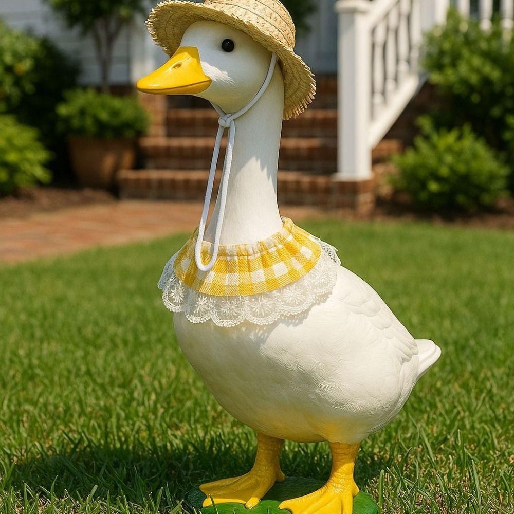 Creative Goose Hat Scarf Handcrafted Puppy Straw Hat Pastoral Style Pet Lace Collar  Duck Costume
