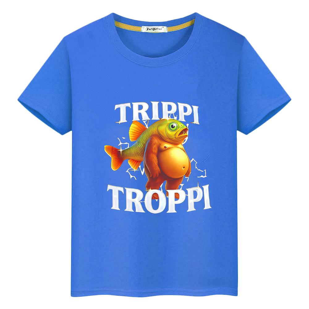 

Итальянская футболка с принтом Brainrot для детей мальчик 10 лет мультяшные топы аниме короткий 100% хлопок футболки y2k one piece детская одежда для девочек 160