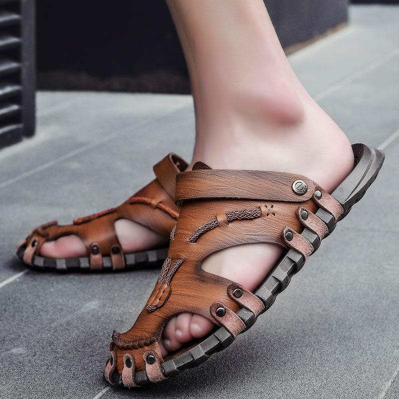 Sandals and Slippers Dual-purpose Men's Summer Outdoor Korean Style Trendy Large Size Outer Wear Personalized Fashionable Soft-soled Beach Sandals