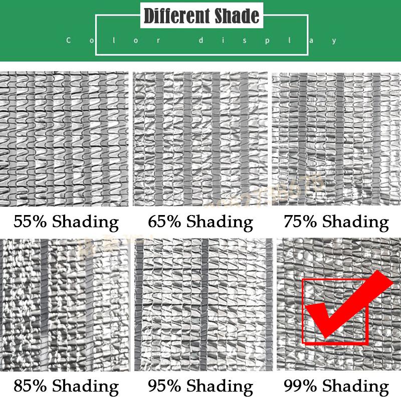 99% Shade Rate Aluminum Foil Sunshade Net Summer Silvery Reflective Sun Shelter Car Sun Shed Canopy Anti-UV Pergola Awning