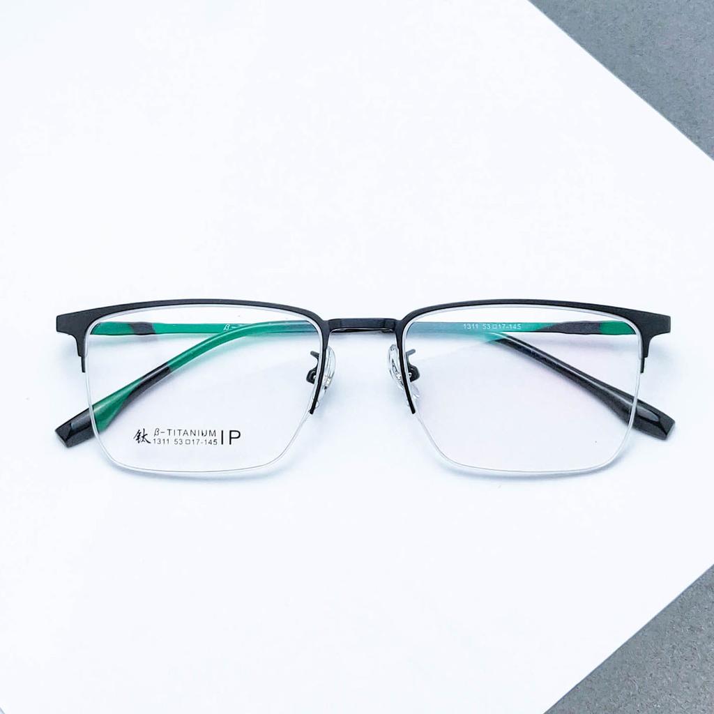 Men'S Steel Leather Business Titanium Magnetic Glasses Frame Eyebrow Half Frame Brushed Myopia Glasses Frame Alloy Myopia City