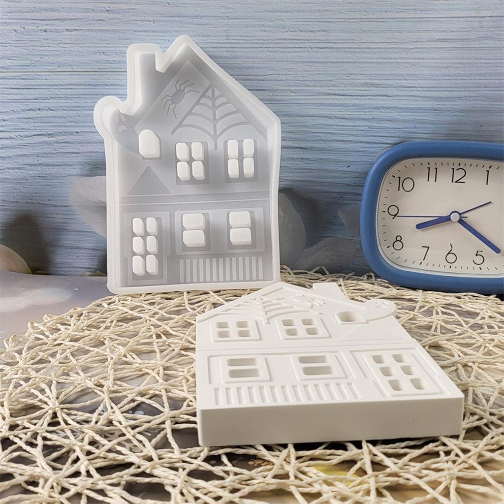 Creative Halloween House Silicone Mold Multi Purpose Silicone House Mould for Halloween Pumpkin Spider House Artworks