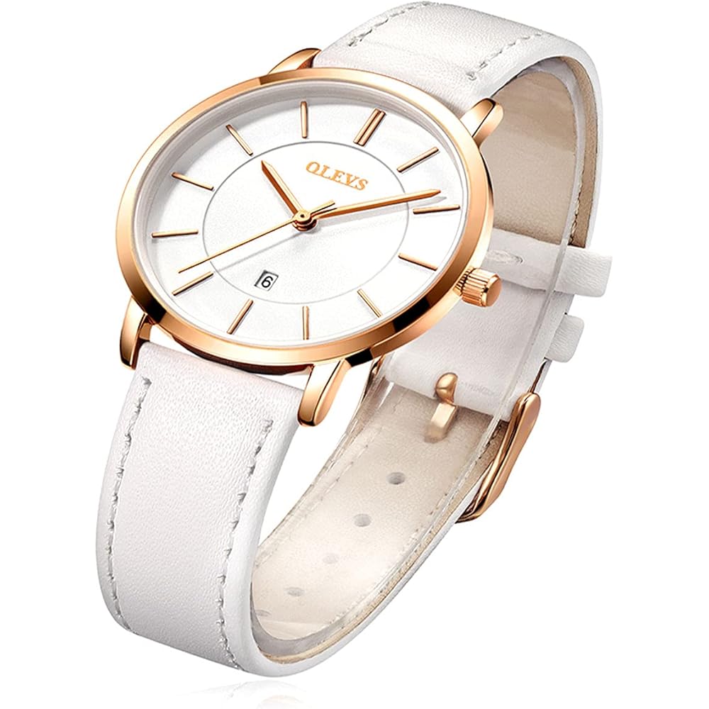 Tbrand Women s Blue Waterproof Ultra-Thin Analog Watch Leather Band Simple Dial Fashionable Lightweight