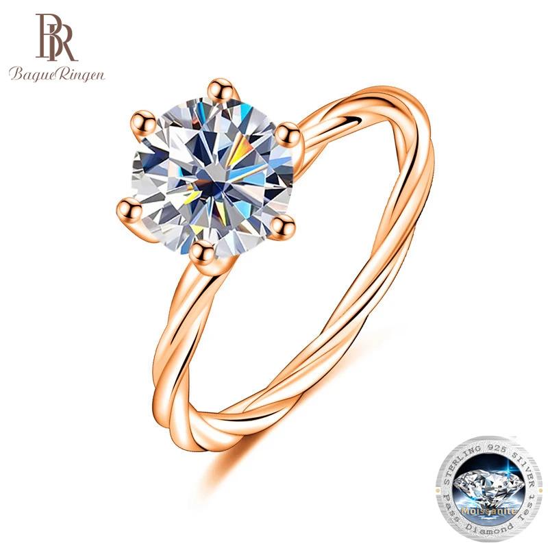 

Bague Ringen Twisted Wall Twist S925 Серебряное кольцо для женщин с покрытием из золота Pt950 с бриллиантом Mosan в один карат