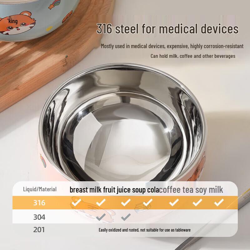 MAXCOOK 316L Stainless Steel Double-Layer Insulated Rice Bowl