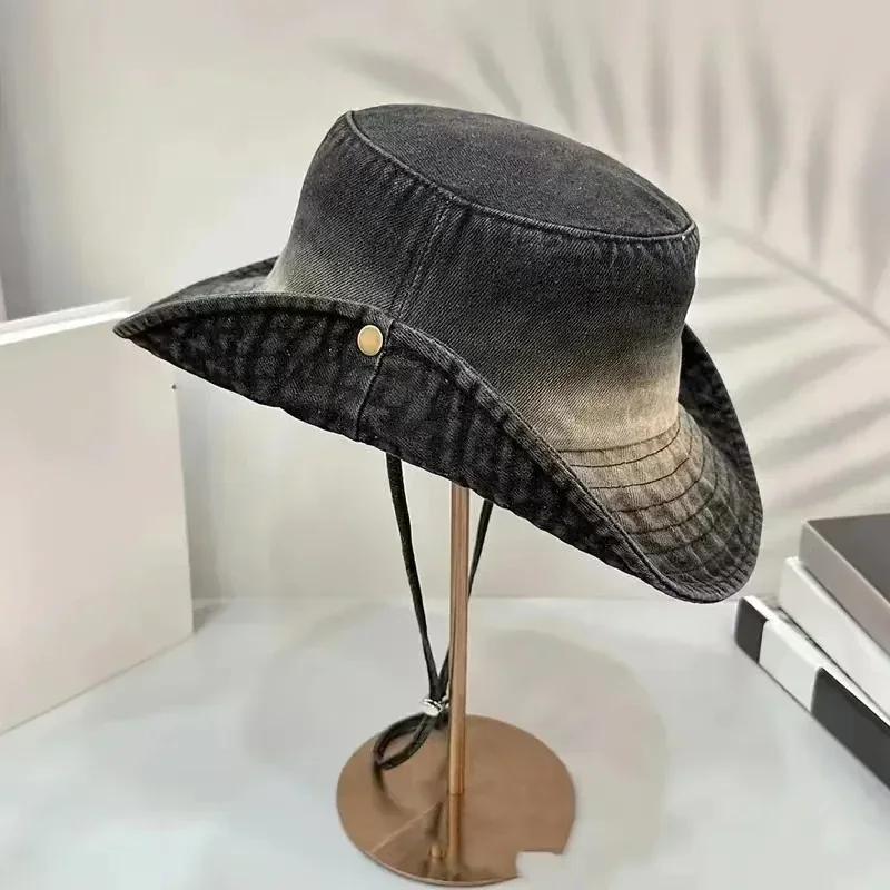 New Fashion Wash Tie Dye Do Old Western Cowboy Fisherman Hat Men and Women Color Shade Sun Protection Mountaineering Hat