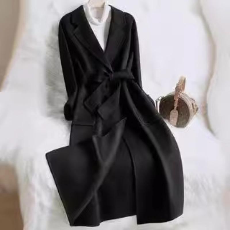 

Пальто женское среднее и длинное новое бежевое темпераментное тонкое шерстяное пальто женское XL