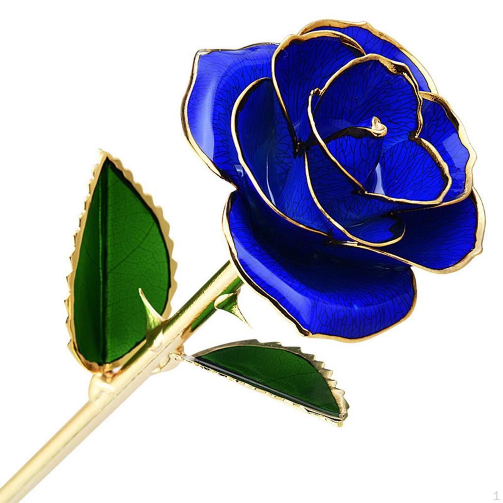 Rosa Decorativa con Gambo Dorato Bordo Metallico Stelo Artificiale Rose Finte Lussuose per