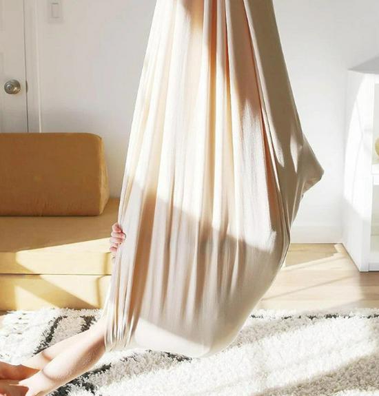 Elastic Sensory Swing: Indoor Hammock for Kids & Adults with Fixed Link Ring, Double Layer.