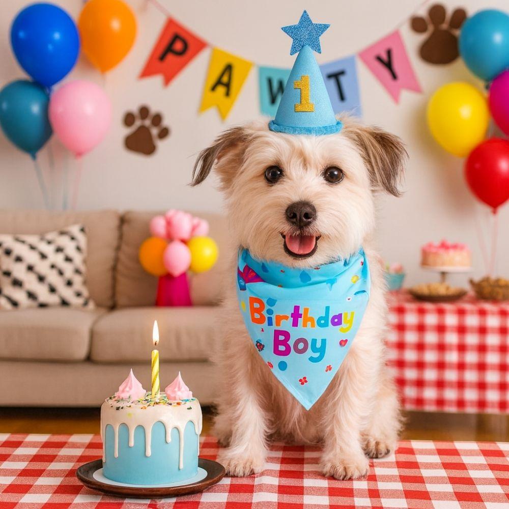 Adjustable Pet Birthday Caps Sequins Dog Birthday Bib Dog Birthday Hat Set  Puppy Costume