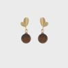 Retro Tiger Eye Stone Earrings with Leaf Design - Light Luxury Niche Maillard Design Celebrity Style