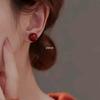 Cherry Round Ball Stud Earrings - Simple, Fashionable, Versatile Design with a Retro, Luxurious Feel