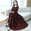 Direct supply g has pockets, autumn clothes, long sleeves, lady's mother covers her belly and looks thin, temperament, knee-length dress