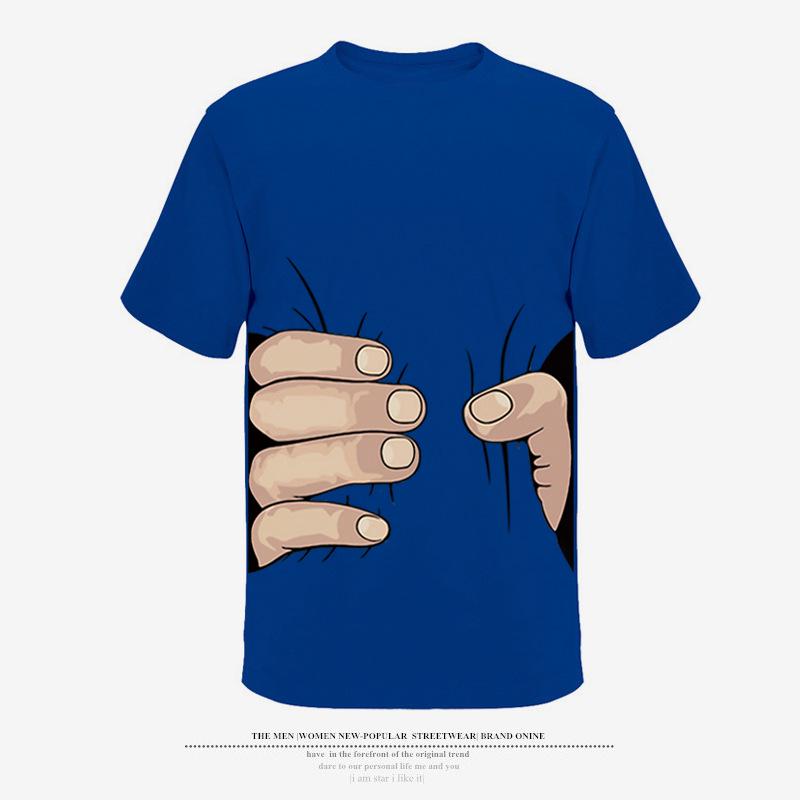 Cartoon Handgriff 3D-gedrucktes Kurzarm-T-Shirt Mock T-Shirt Herren-T-Shirt