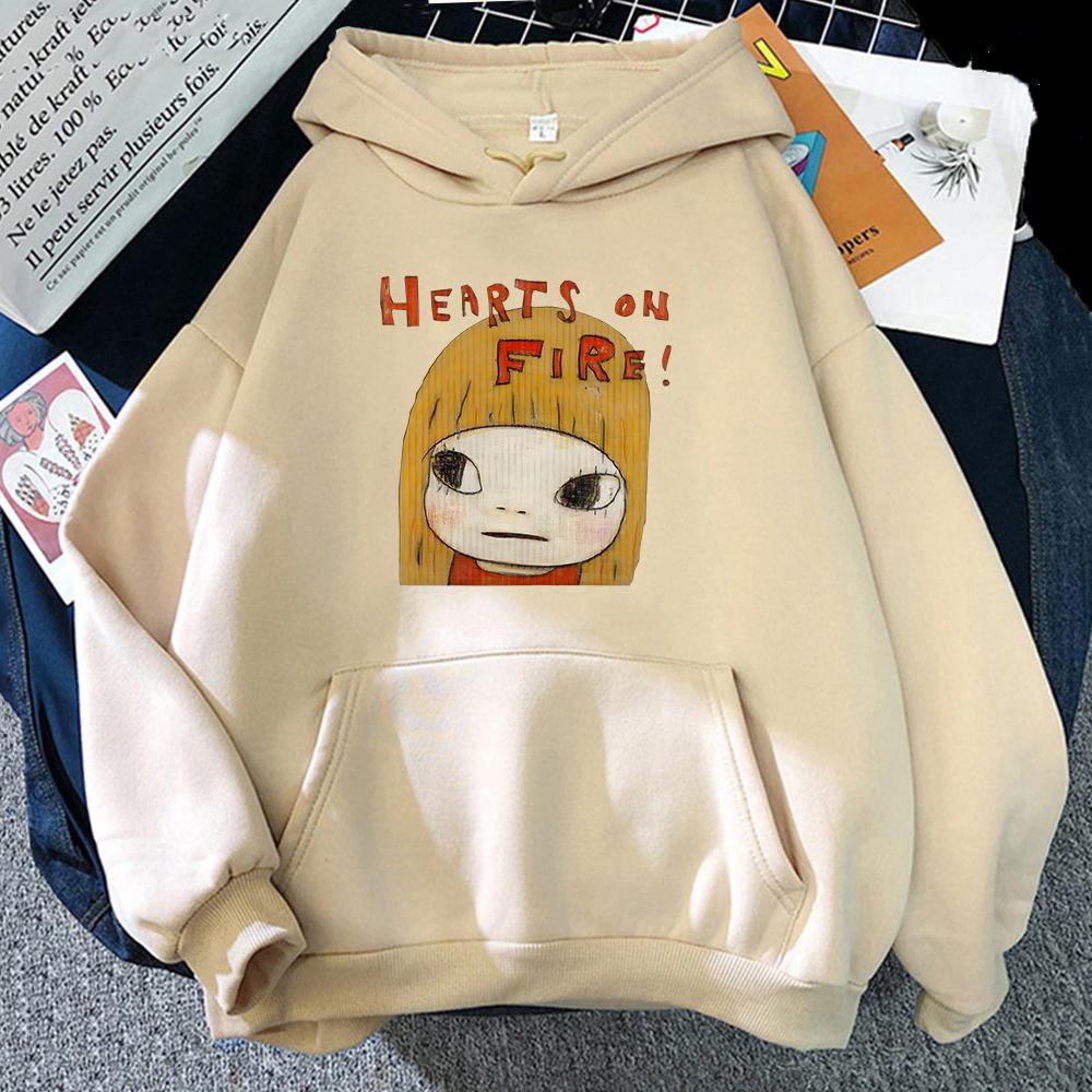 Comic Yoshitomo Nara Cartoon Hoodies Girls Kawaii Printing Sweatshirts Women Autumn Long Sleeve Pullovers Oversized