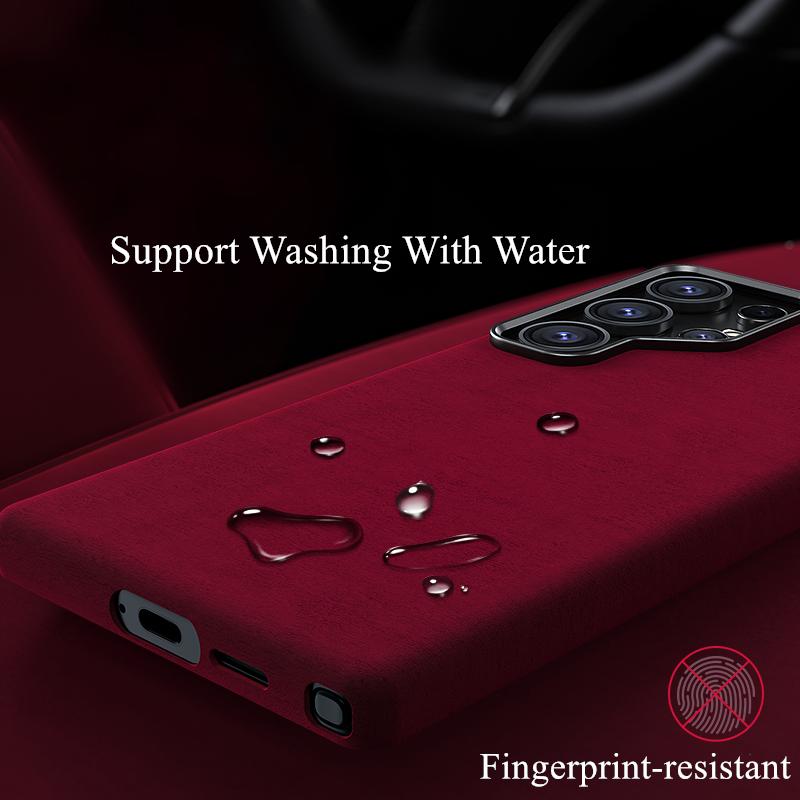 Premium Suede Leather Phone Case For Samsung Galaxy S25 Ultra S24 Plus Magnetic Wireless Charging Metal Camera Protection Cover