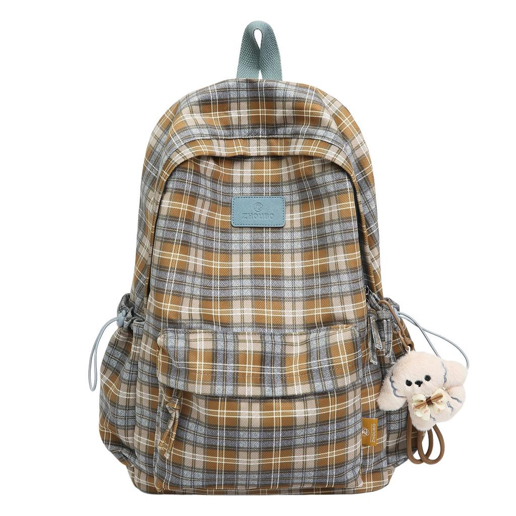 Schultasche Britischer Retro-Karopack Rucksack Mädchen Mittelschülerin Schultasche Große Kapazität Ins High School College Student Vielseitiger Rucksack