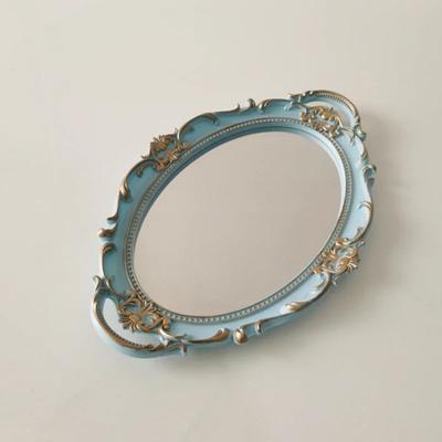 Oval Shape Decorative Wall Mirror French Vintage Glass Material Jewelry Storage Tray Desktop Size Mirror Plate