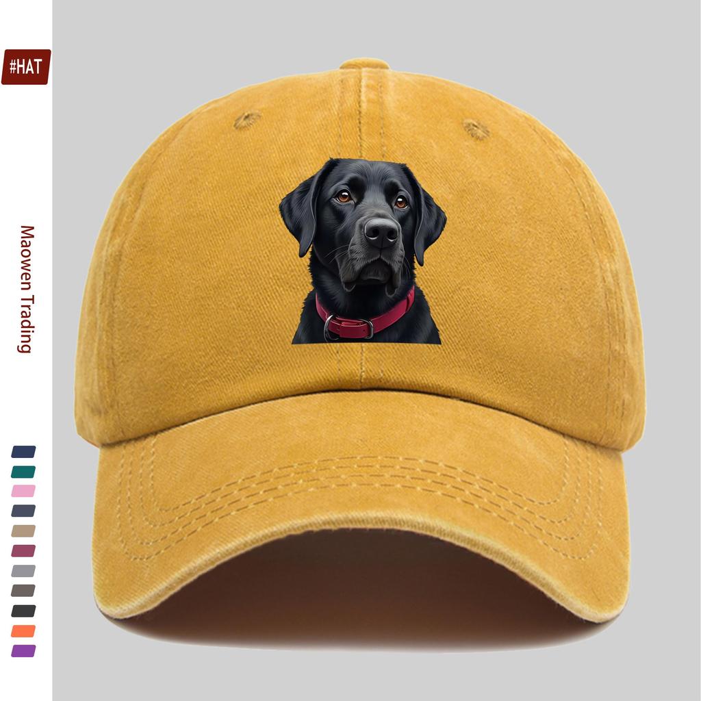 Pc Majestätischer Schwarzer Labrador Hund Druck Baseballkappe Mit Charmanten Augen Und Lebhaftem Roten Halsband Haustier Druck Design Dekorativ