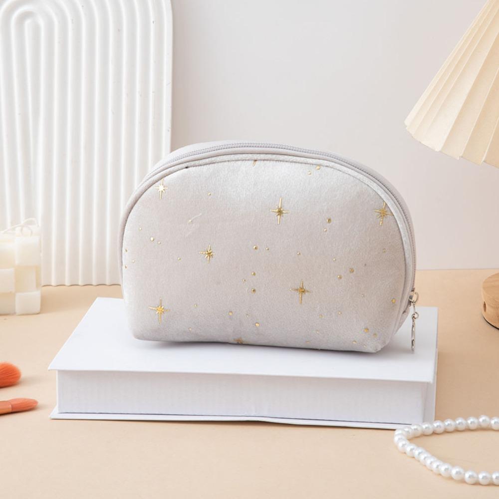 Large Capacity Women Toiletry Bag Portable Hot Stamping Star Pattern Clutch Bag Soft Velvet Beauty Case Pouch