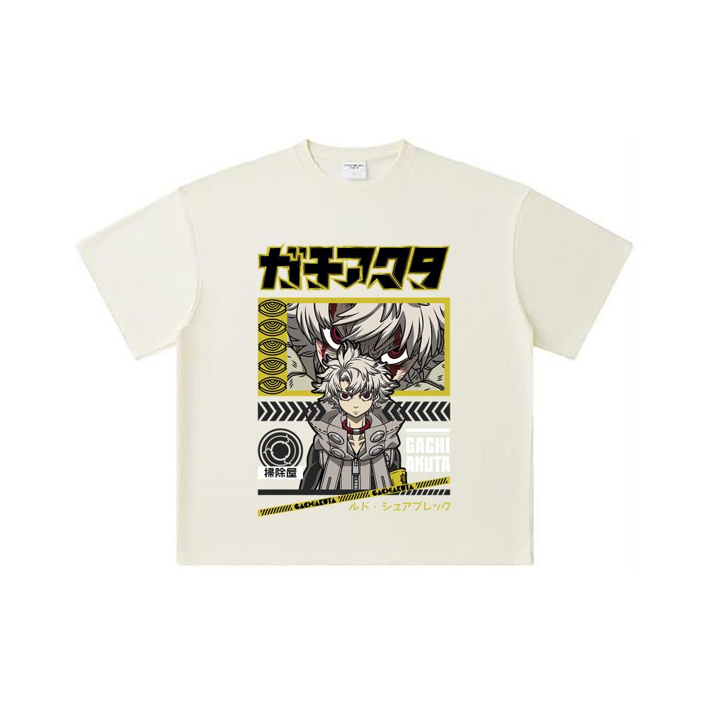 

Хлопковая футболка унисекс Gachiakuta V10 Rudo Print, 260 г/м², двойная пряжа, 32 нити, 100% хлопок, плотная S абрикосовый