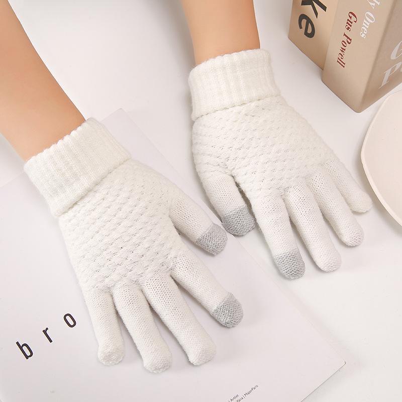 Winter Touchscreen Cycling Gloves - Women's Wool, Plus Velvet, Pineapple Pattern, Thick Cotton, Warm & Cold-Proof for Men & Women