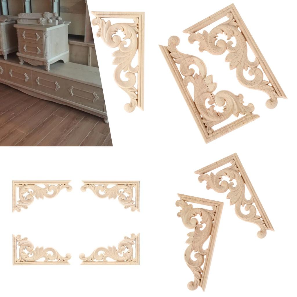 Ecke Holz geschnitzt Einlage Applikation Rahmen Möbel Handwerk Dekorativ Unbemalt