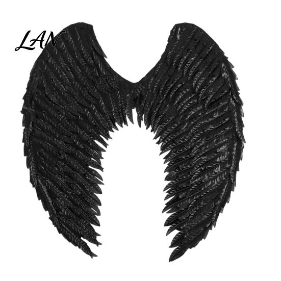 Dark Guardian Angel Wings Costume for Kids, Feathered Wing Dress Up Elastic Strap Cosplay Accessory Fancy Dress, Halloween Party, Performance