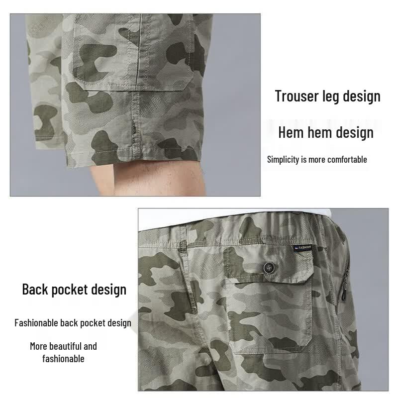 Yalu Men's Multi-Pocket Camouflage Cotton Cargo Shorts