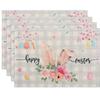 Easter Bunny Placemat Festive Home Decor Watercolor Rabbit Design Linen Placemat Tableware Heat Resistant Table Mat for Kitchen