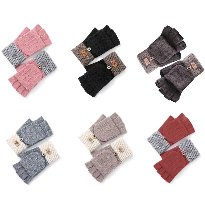 Wandelbare Damen Handschuhe Kalter Winter Halbfinger Dick Warm Farbpassendes Design Geschenke Handschuhe für Freundin