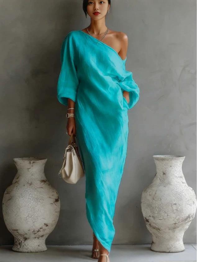 2026 Elegant Off-shoulder Printed Women's Summer Dress