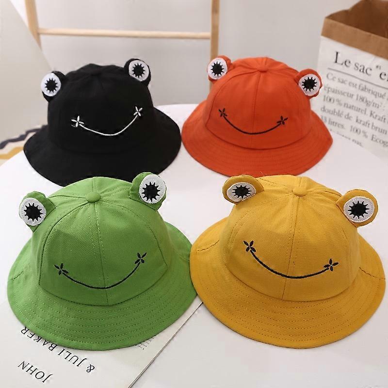 Dww-Yellow- Adults Cute Frog Bucket Hat for Summer and Outdoors - Foldable - Wide Brim Fisherman's Hat - Sun Hat for Adult Women and Men