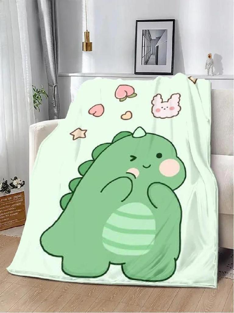 Cute Cartoon Dinosaur Printed Throw Blanket  Soft  Warm  Perfect for Home Travel Picnics  Ideal Birthday Gift