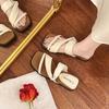 Fashion 2025 Summer New Women's Outdoor Slippers Square Toe Low Heel Retro Casual Daily Office Beach Vacation Ladies Slip-On Sandals