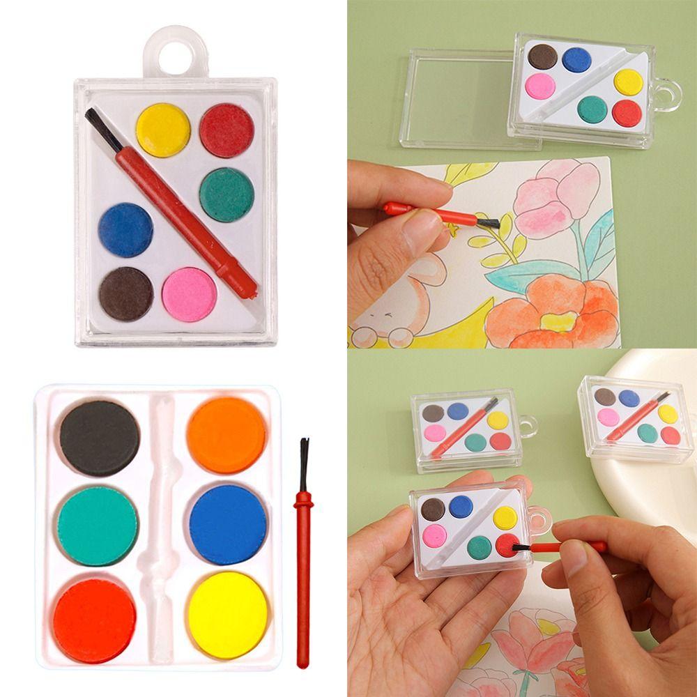 High Quality with Painting Brush Watercolor Paint Set Solid 6 Colors Oil Painting Kit Washable Watercolor Pigment Children