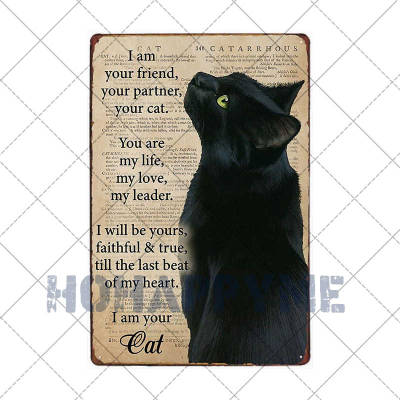 Lustiges Katzen-Vintage-Metallschild, Teller, Dekoration, Hausmalerei, Wohnzimmer, Tierhandlung, Poster, Wand, Retro-Dekor, Kunstplakate, 20 × 30 cm