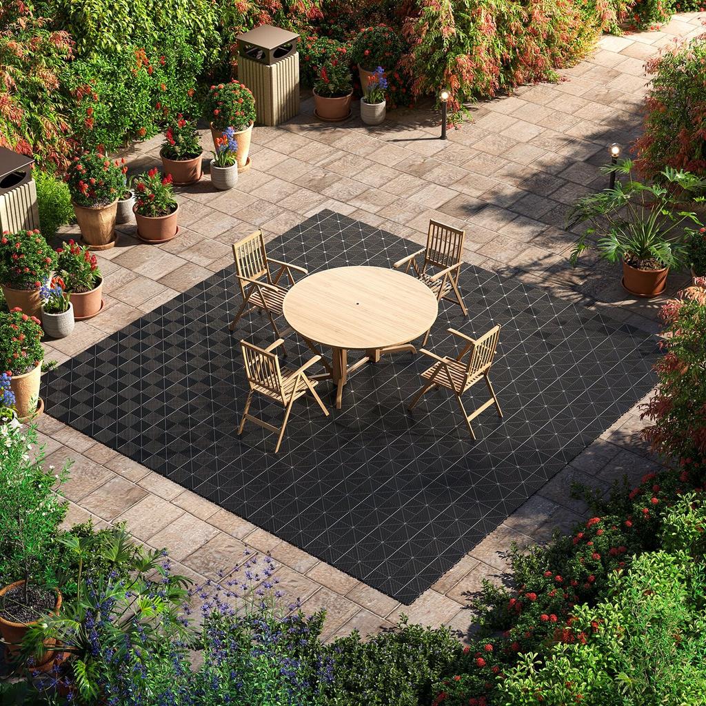 Interlocking Drainage Mats, 310 X 310 Mm, Modular Garage Flooring Tiles, Non-Slip PP Drainage Floor Tiles, Self-Draining, Easy Installation, for