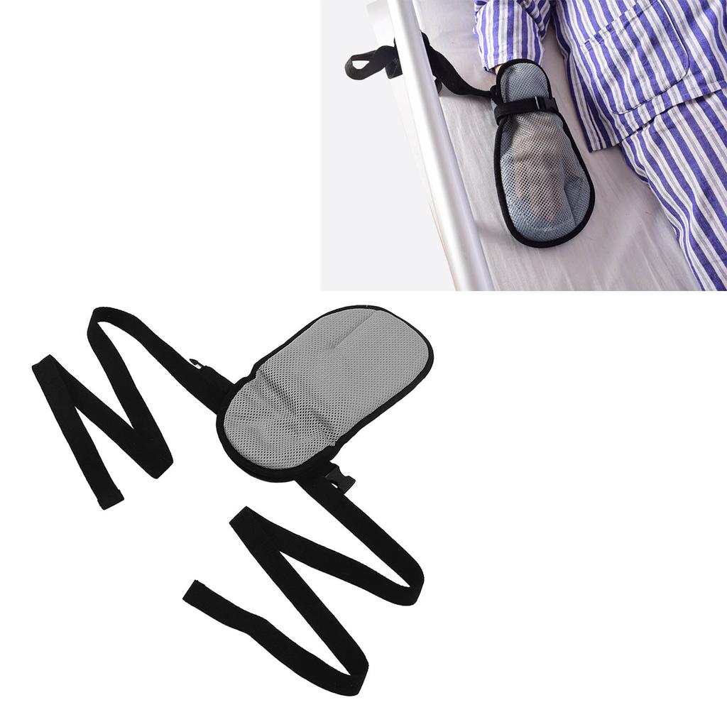 Netz Demenz Handfesselhandschuh Atmungsaktiv Verstellbar Sicherheitskontrollhandschuh für ältere Menschen Grau