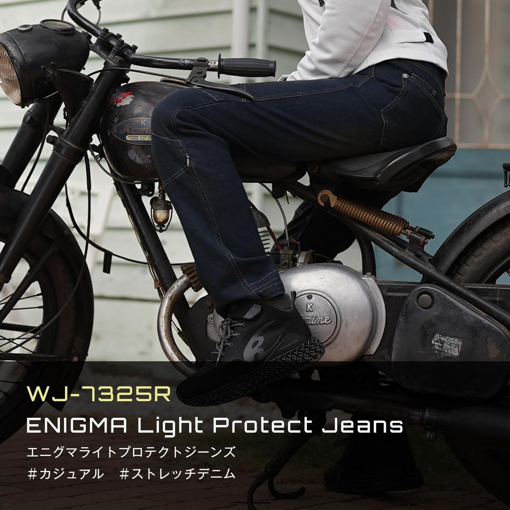 KOMINE 2025 Model Enigma Light Protect Jeans for and CE Stretch 5XL WJ-7325R Motorcycles, Spring, Summer, Autumn, Protector, Cotton, Black,