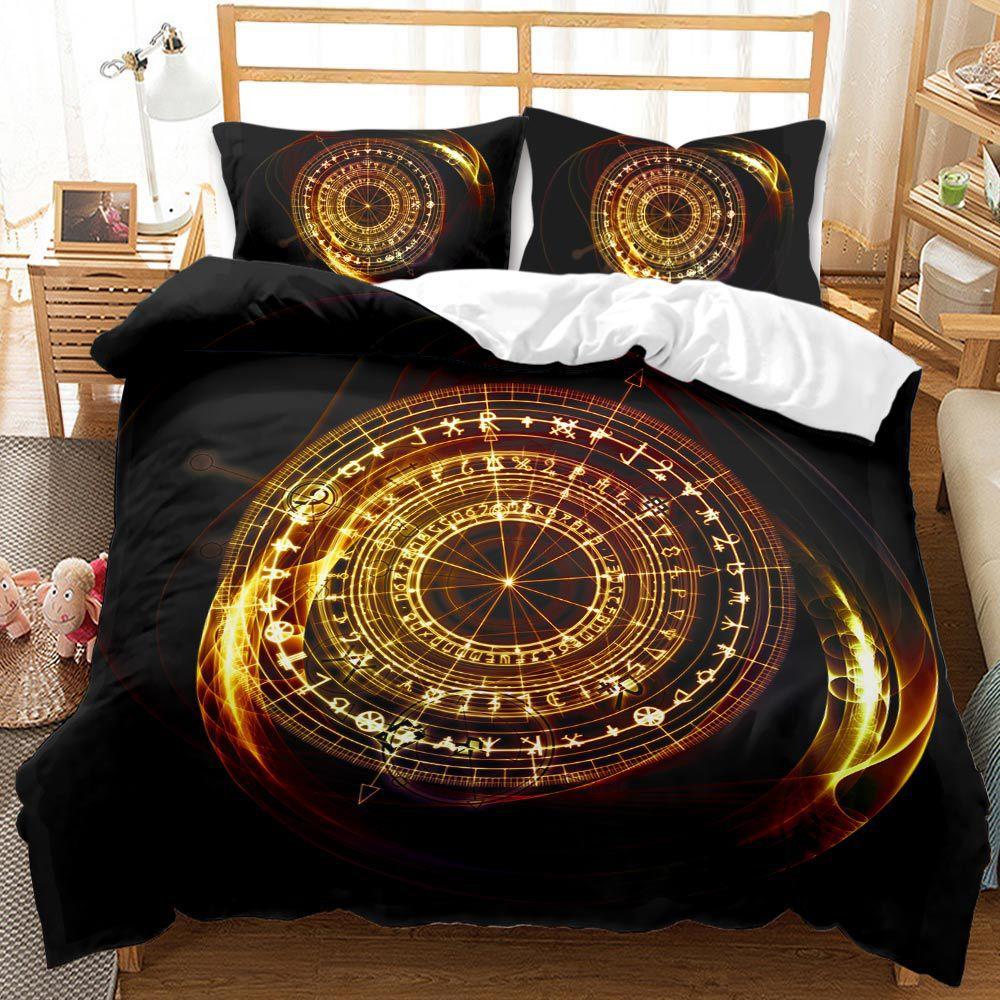 Three-Piece Set Of Twelve Constellations Disc Quilt Cover 3D Digital Printing Kit Bedding