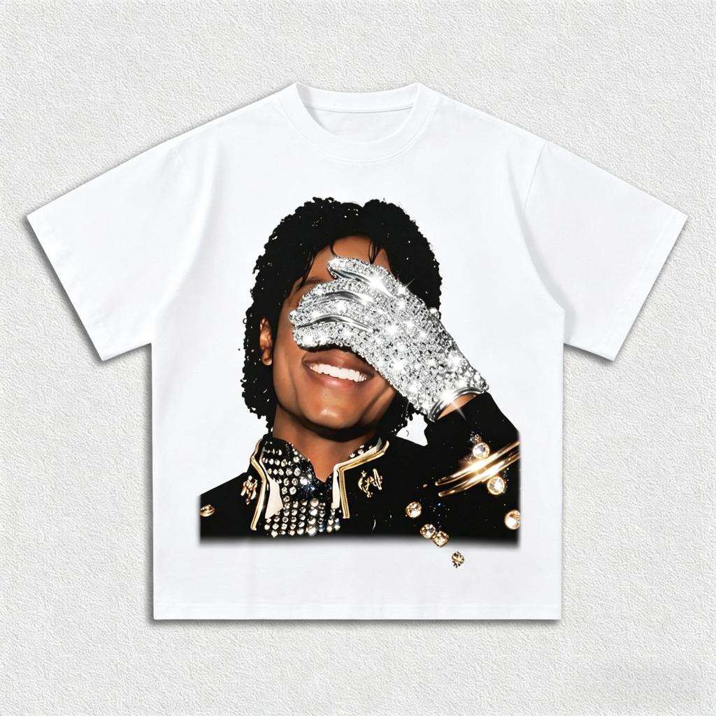 Summer Men's MJ Michael Jackson Printed Cotton Neutral O-Neck Short Sleeve Men's and Women's Fashion Hip Hop T-shirt Fan Gift