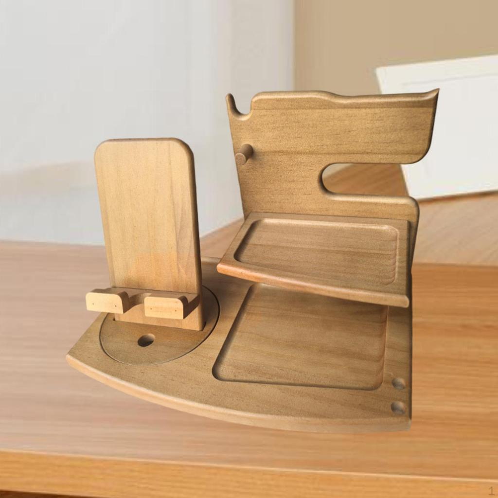 Wood Phone Docking Station Travel Wooden Bedside Watch Stand for Dad Men Him